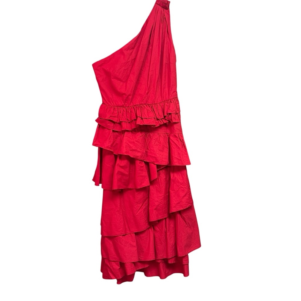 Anthropologie Red Tiered Ruffle One Shoulder Party Dress NWT - Picture 4 of 12